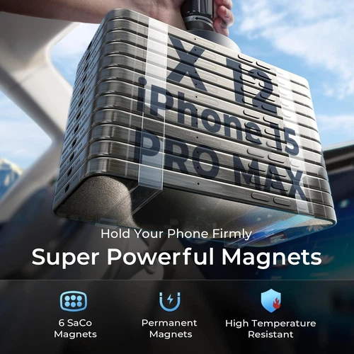 LISEN Magnetic Phone Holder for Car - Upgraded Clip Ultra 6 Strong Black - Image 2 of 4