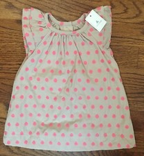 NWT Baby Gap Girls Tan  Embroidered Pink Polka Dot Dress  Diaper Cover 3-6m
