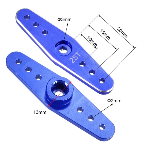 Aluminum Servo Horn 25T 22A Blue, 3mm Hole Dual Arm for Futaba- - Picture 3 of 4