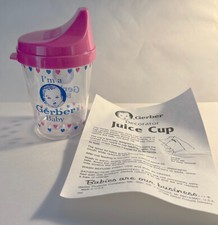 Vintage 1990 "I'm a Gerber Baby" - 3" Plastic Cup Sippy Lid  Instructions NEW