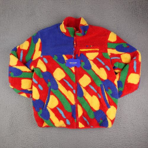 Cool Shirtz Jacket Mens Large Colorful Paint Sherpa Fleece Reversible Cold Ones - Picture 1 of 19