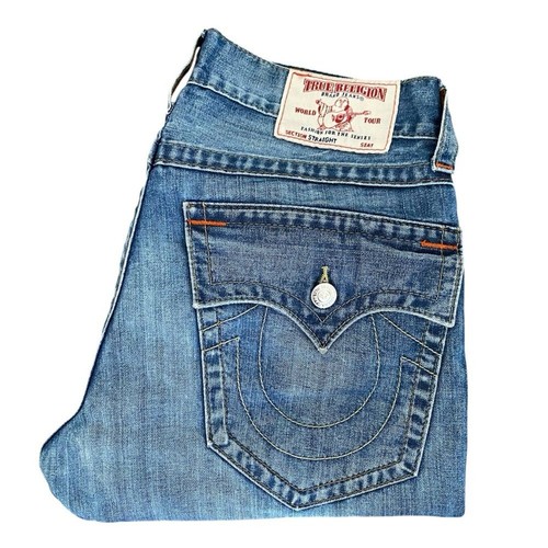 True Religion Jeans Men’s 33 straight flap blue Cotton