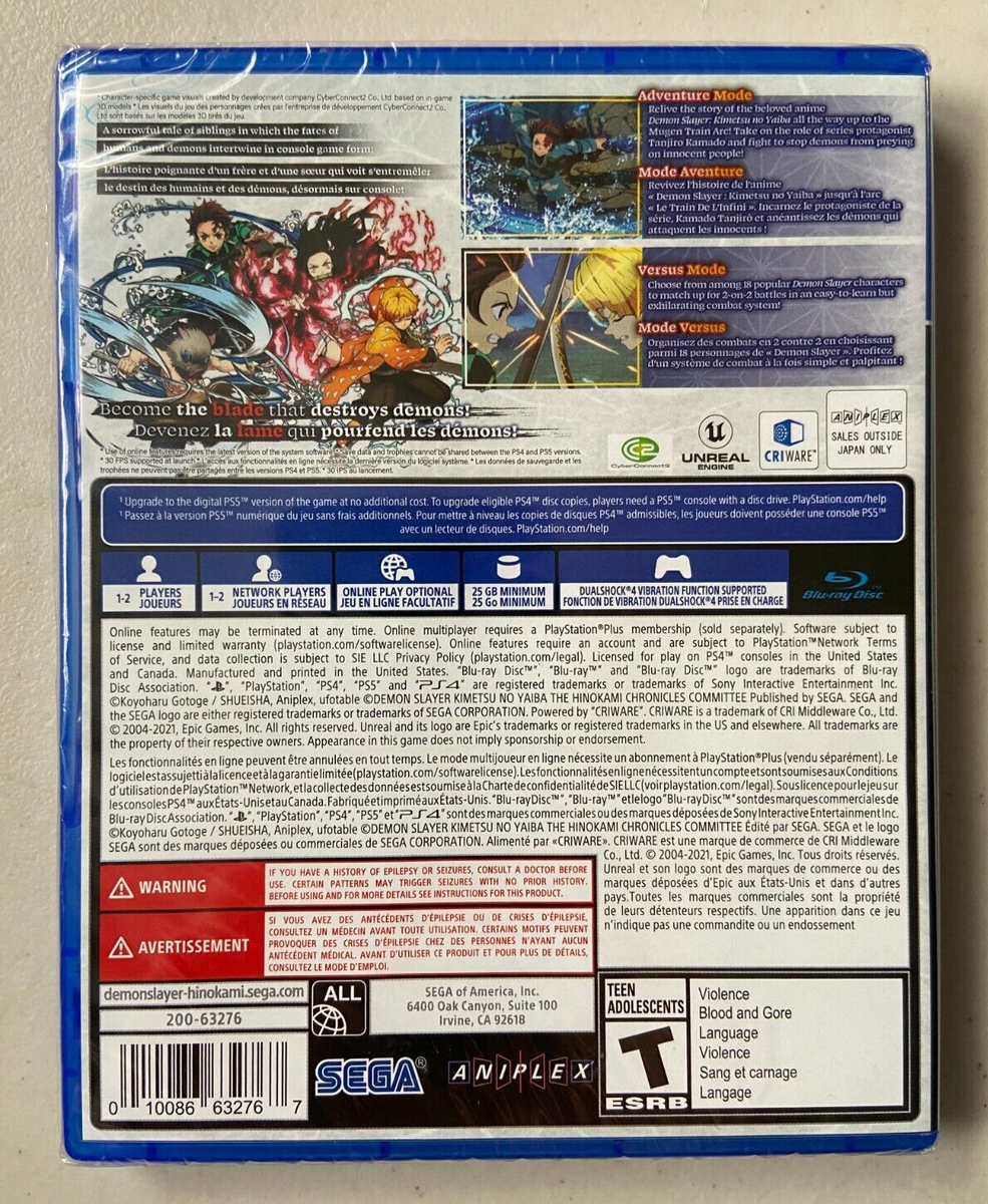 PS4 Playstation 4 Demon Slayer: The Hinokami Chronicles