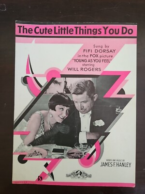The Cute Little Things You Do 1931 Young As You Feel Sheet Music Fifi Dorsay