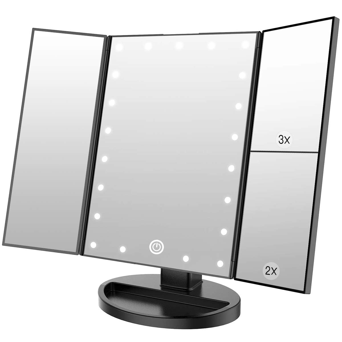 Makeup Mirror with 21 LED Lights,Two Power Supply Modes, Adjustable Touch Screen-image