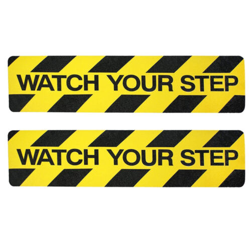  2 Pcs Pvc Stairs Anti-Slip Tape Caution Slippery Floor Sign - Picture 1 of 12