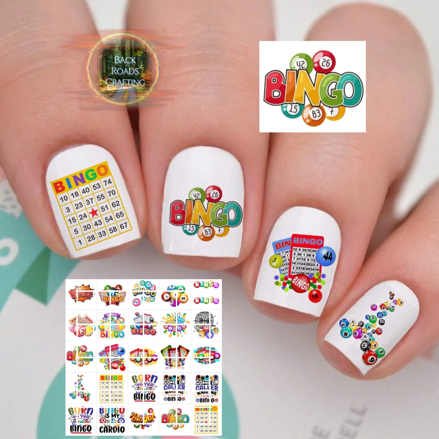 Bingo Waterslide Nail Decals Set Of 50  Instructions & Bonus