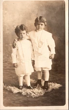 Postcard Real Photo RPPC Young Boys Brothers Studio Photo Unposted