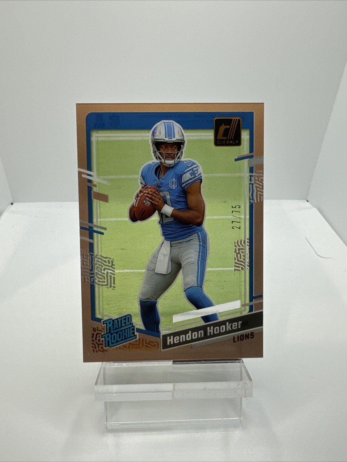 2023 Panini Clearly Donruss Rated Rookie Bronze /75 Hendon Hooker #61 Lions