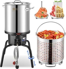 Olla para freidora de pavo 40QT con kit de cesta, quemador de propano de hierro fundido 65.000 BTU