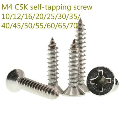 M4 Small Self-tapping Phillips Cross Bolt CSK Flat Head A2 Stainless Steel
