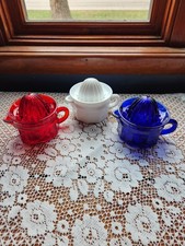 Barnes Glass 2 piece Reamers, Rare lot of 3, Red, White and Blue