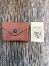 Filson Workshop Brown Leather Snap Wallet New Bronze snap USA Made 4 by 3 inches