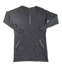 Athleta Long Sweater Tunic Top Charcoal Grey Zipper Pockets Women's Medium Soft