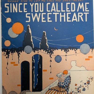 1925 Since You Called Me Sweetheart Sheet Music Art Deco Harlequin Klickmann Vtg