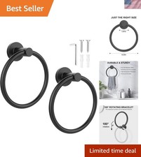 Compact Matte Black Towel Holder - Durable Stainless Steel, Easy Install 2 Pack