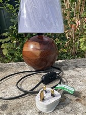 VTG Abstract Wood Sphere Table Lamp Light Shade & Bulb