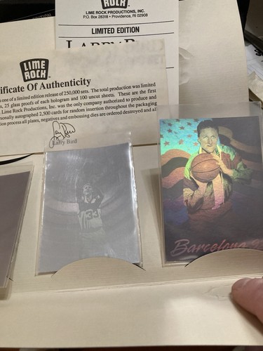 1992 Larry Bird Hologram Insert 3 Card Set Lime Rock w/ COA - NBA Boston Celtics - Picture 6 of 9