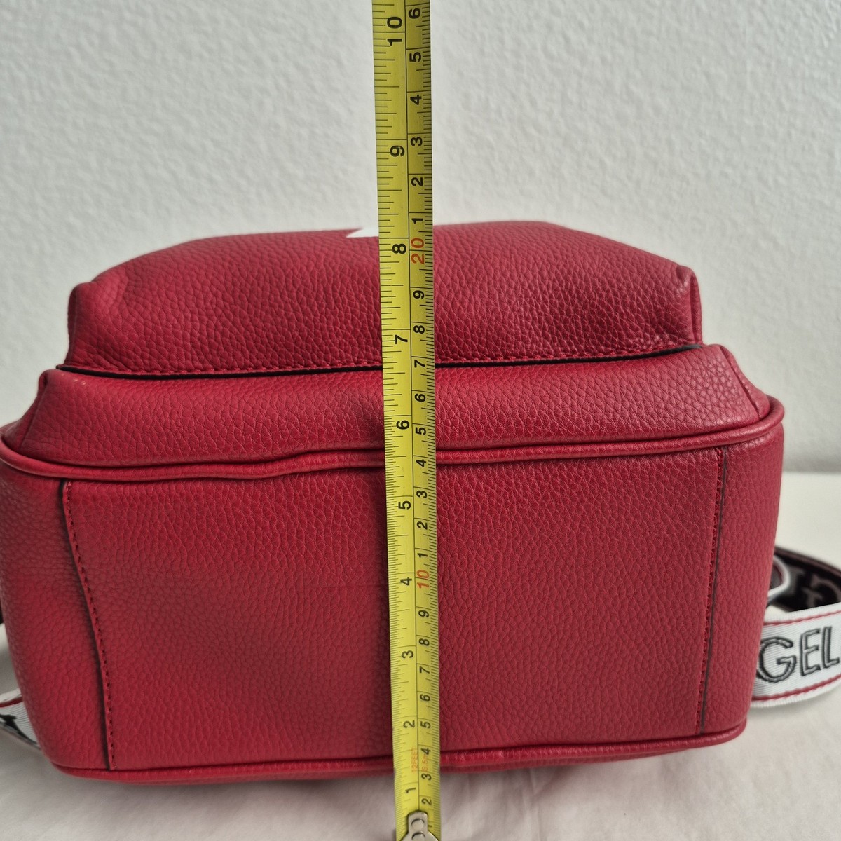 GUESS Los Angeles Izzy Red Pebbled Leather Backpack Question Mark Logo NWT Guess Faux Leather Gym Logo Backpack | Mercari main image 2