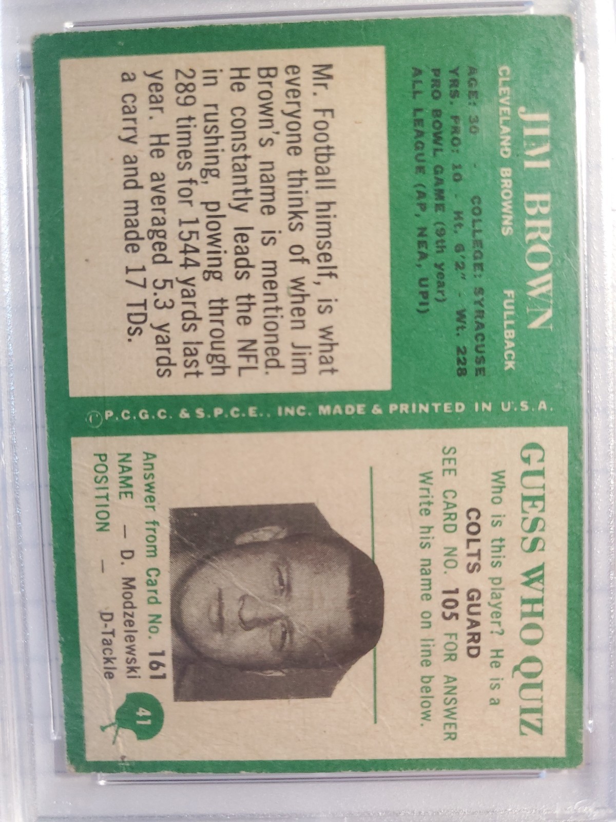1966 Philadelphia Jim Brown PSA 1.5 view 4