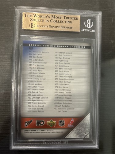 2005-06 UD Hockey #487 Alexander Ovechkin Jeff Carter RC Rookie BGS 9.5 ...
