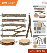 8pcs Natural Wood Bird Perches for Cage Parakeets Cockatiels Conures Lovebirds