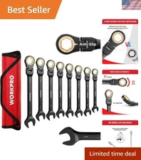 8-Piece Professional Quality Flex-Head Ratcheting Wrench Set - SAE 5/16-3/4 Inch