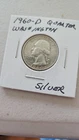 1960 D Washington Quarter 25C Silver Circulated Uncertified US Coin