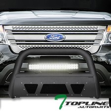 Topline For 11-19 Ford Explorer Matte Blk Studded Mesh Bull Guard W120w Led Bar Topline For 11-19 Ford Explorer Matte Blk Studded Mesh Bull Guard W120w Led Bar