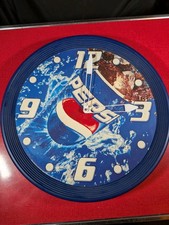 Pepsi Large Blue Round Advertising Wall Clock Sign Soda (not functioning)