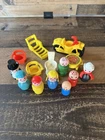 Vintage Fisher Price Little People Lot - Figures, BBQ , Chair, Bike - 14 Pcs