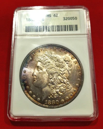 1880-O Morgan Dollar MS62 ANACS old Holder Toning Looks Very Nice For Grade ☀️👀