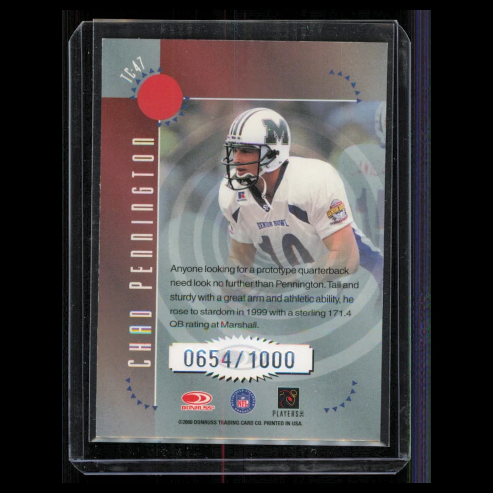 Chad Pennington /1000 #TC-47 2000 Donruss Elite Turn of the Century Jets Card NM - Image 2 of 3