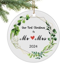 First Christmas Married Ornament 2024 - Just Married Gifts for Newlyweds