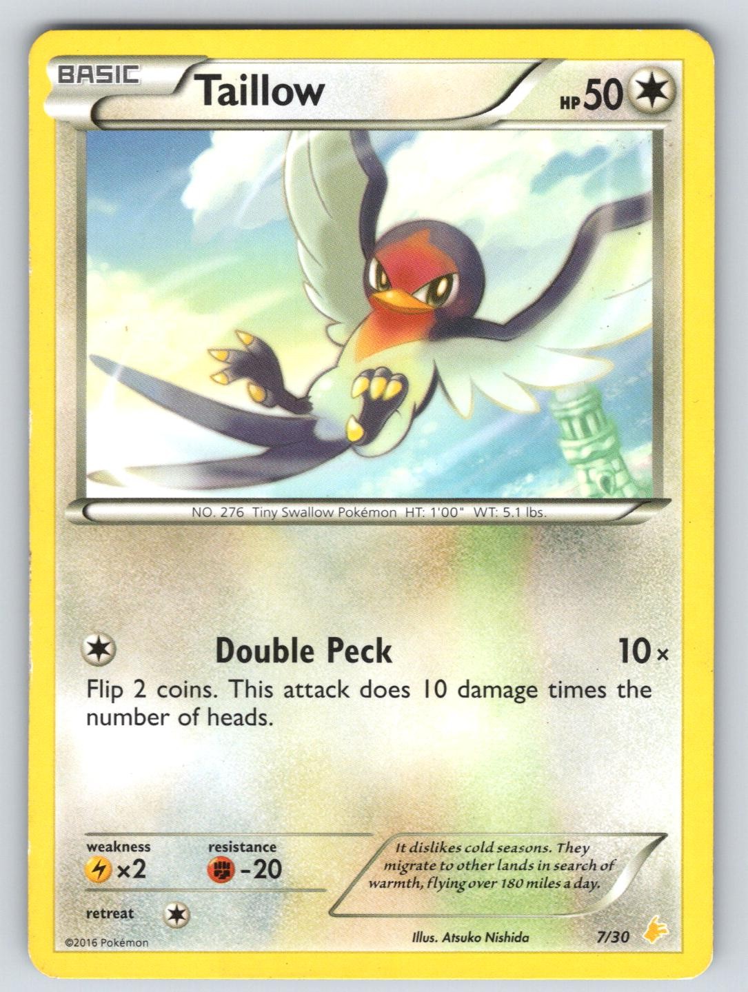 Taillow 7/30 Common XY Trainer Kit: Pikachu Libre & Suicune Pokemon HP