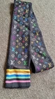 Louis Vuitton Multicolor Skinny Scarf Logo Stripe Black Multicolor Pre owned