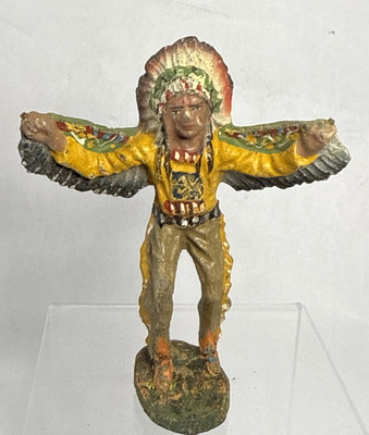 Elastolin Composition Indian Native American Warrior  Chief Feather Robe