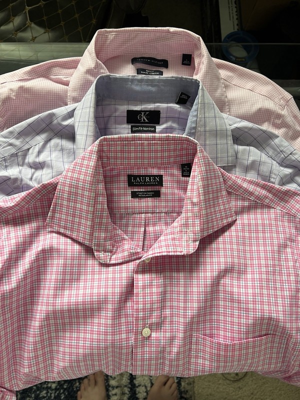 Lot of 3 Tommy Hilfiger/Calvin Klein/Ralph Lauren  Men's Button Down Dress Shirt