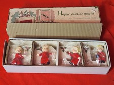 Vintage 1956 Napco Lefton ERA Candlestick Vases White Letters Red Angels CX1764