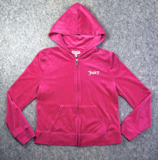 Juicy Couture Velour Hoodie Women's Size L Pink Rhinestone Logo Y2K Sweatshirt