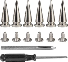20 Sets 25MM Silver Color Metallic Spikes and Studs 1" Metal Bullet Cone Spik...