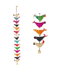 Decorative Indian Single Door Hanging 15 Fabric Birds Tota String with Bell f...