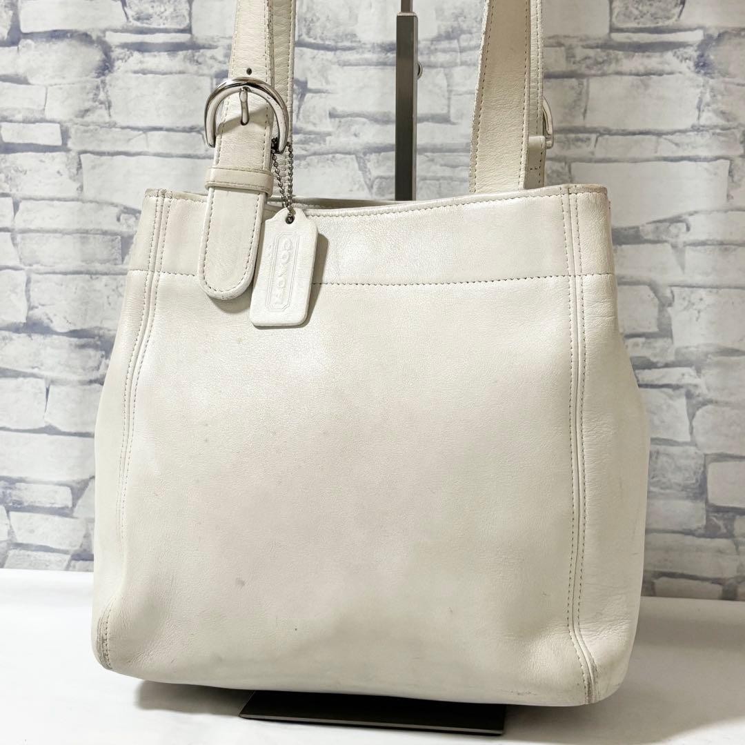 Old Coach Leather Shoulder Bag 4157 White Small G128