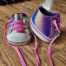 BAB Build a Bear Workshop Iridescent Rainbow Sneakers Shoes Pink Purple