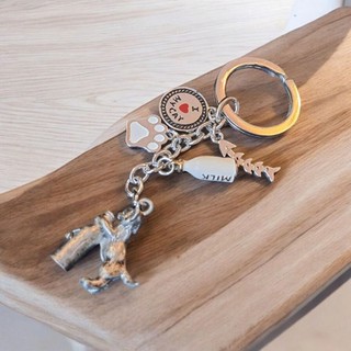 Vintage Keyring I Love My Cat Milk Cat Bone Paw Print Collectors Enamel.