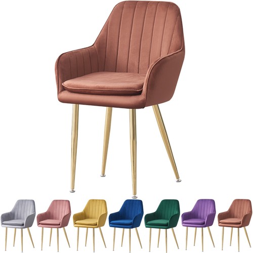 1/2/4 Dining Chair Velvet Padded Seat Armchair w/ Backrest Kitchen Lounge Cafe - Picture 15 of 28