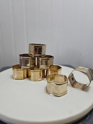 8 Brass Hexagon Napkin Holders Made In India Holiday Party Table Setting 