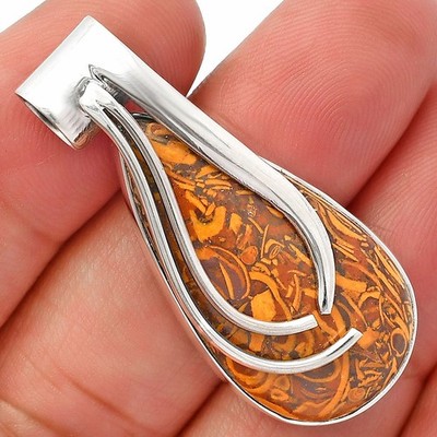 Coquina Fossil Jaspis - Indien 925 Sterling Silber Anhänger Schmuck P-1252