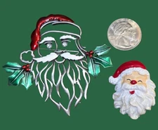 Santa Claus Brooch JJ Pin Signed X Large Rhinestone Eyes Enamel 2.75 in + Bonus!