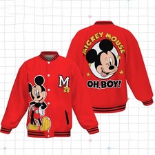 Cute Mickey Est 1928 Birthday Boy Gift Red Themed Baseball Jacket